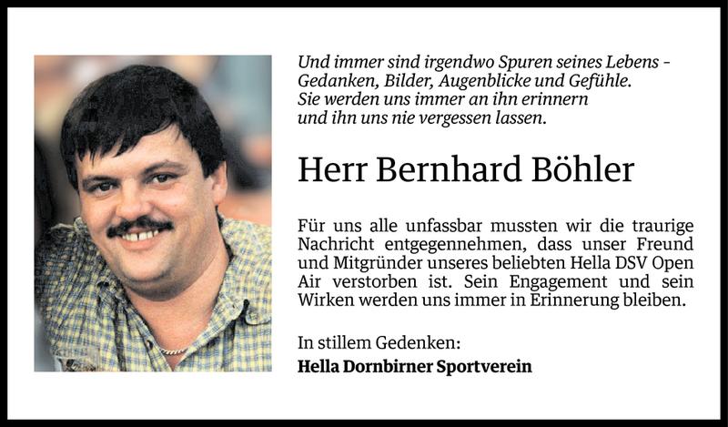  Todesanzeige für Bernhard Böhler vom 16.05.2017 aus Vorarlberger Nachrichten