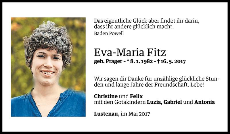  Todesanzeige für Eva-Maria Fitz vom 17.05.2017 aus Vorarlberger Nachrichten