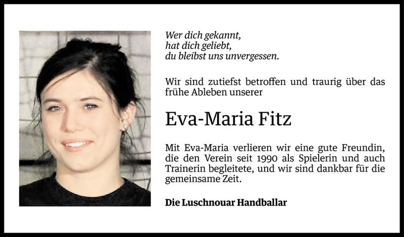  Todesanzeige für Eva-Maria Fitz vom 18.05.2017 aus Vorarlberger Nachrichten