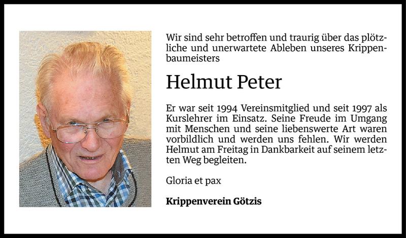  Todesanzeige für Helmut Peter vom 24.05.2017 aus Vorarlberger Nachrichten