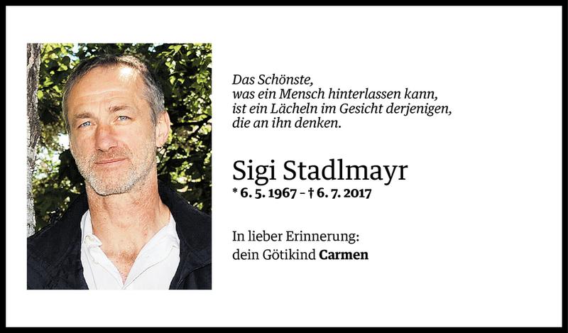 Todesanzeige für Sigi Stadlmayr vom 08.07.2017 aus Vorarlberger Nachrichten