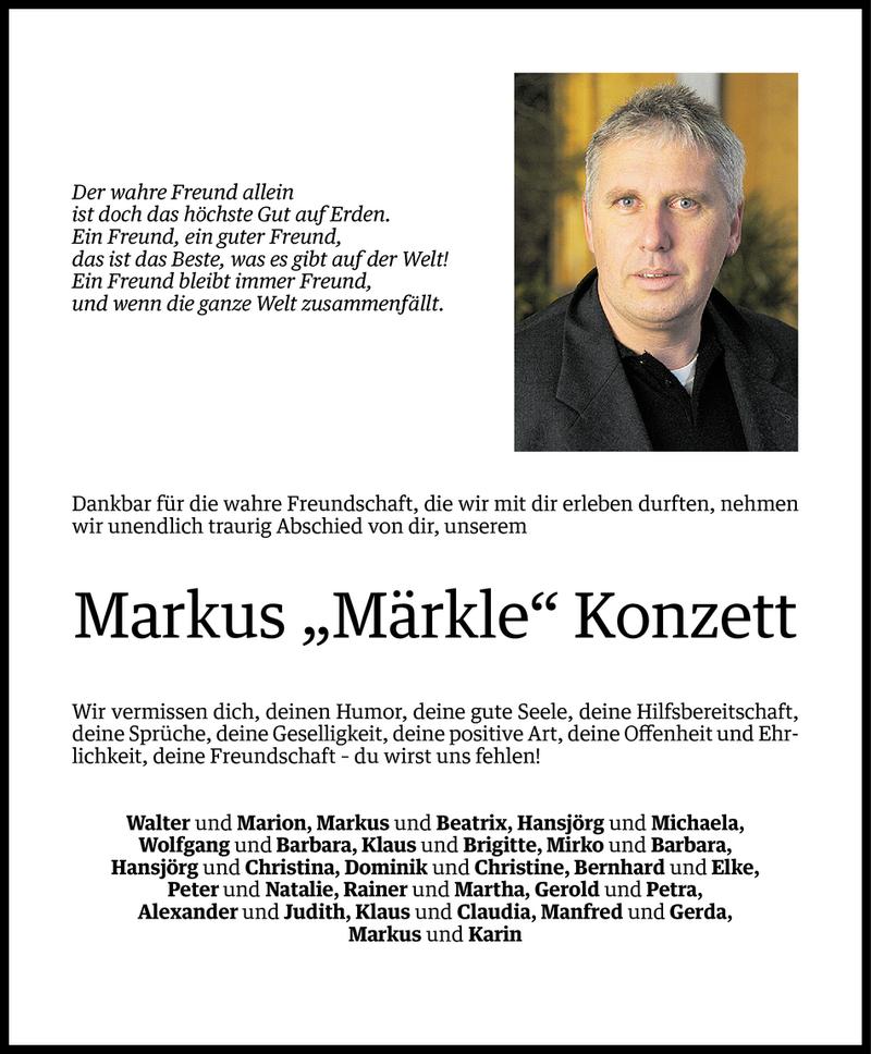  Todesanzeige für Markus Konzett vom 21.07.2017 aus Vorarlberger Nachrichten
