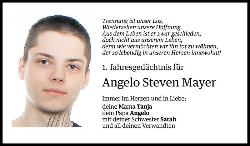  Todesanzeige für Angelo Steven Mayer vom 01.08.2017 aus Vorarlberger Nachrichten