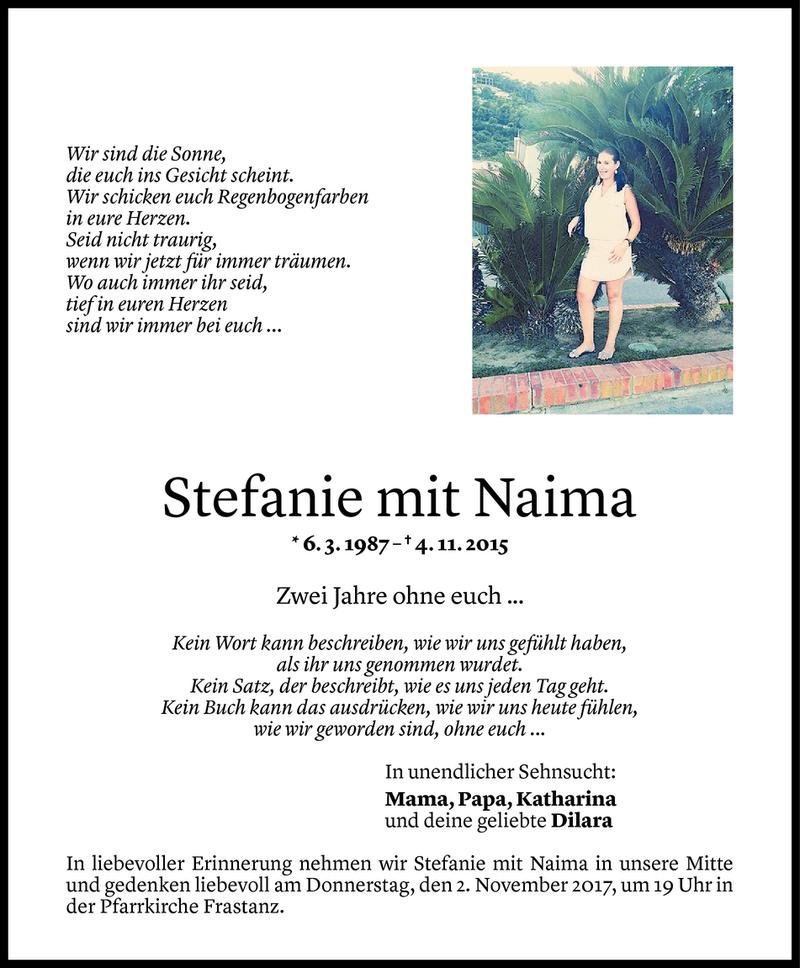  Todesanzeige für Stefanie Nesensohn vom 30.10.2017 aus Vorarlberger Nachrichten
