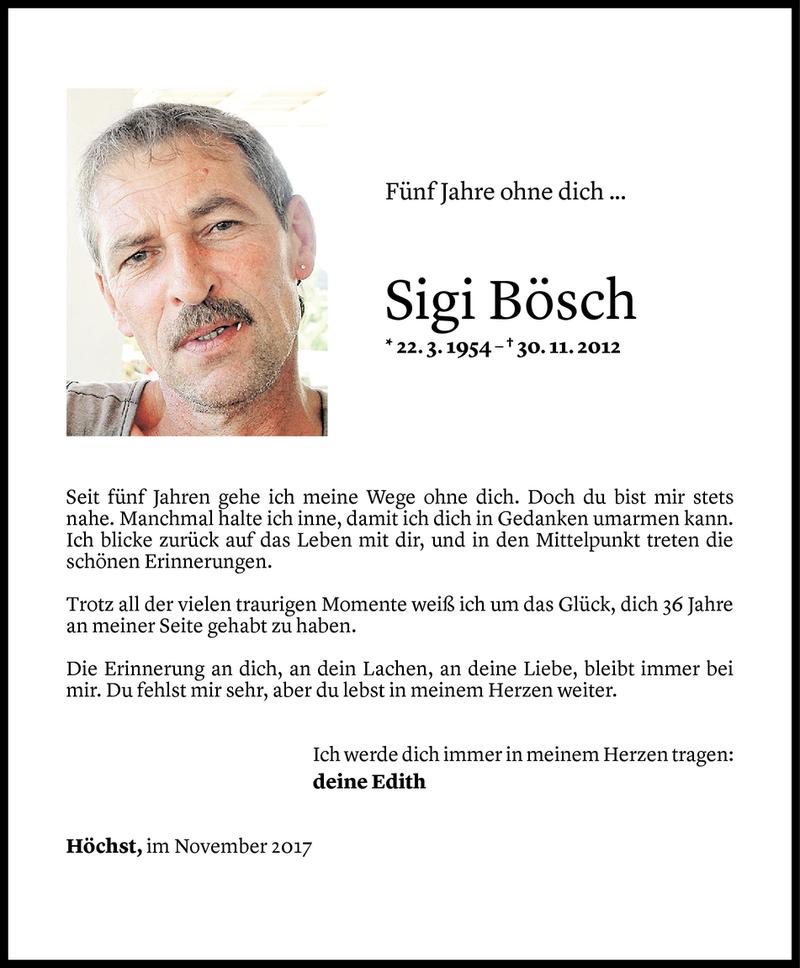  Todesanzeige für Sigi Bösch vom 29.11.2017 aus Vorarlberger Nachrichten