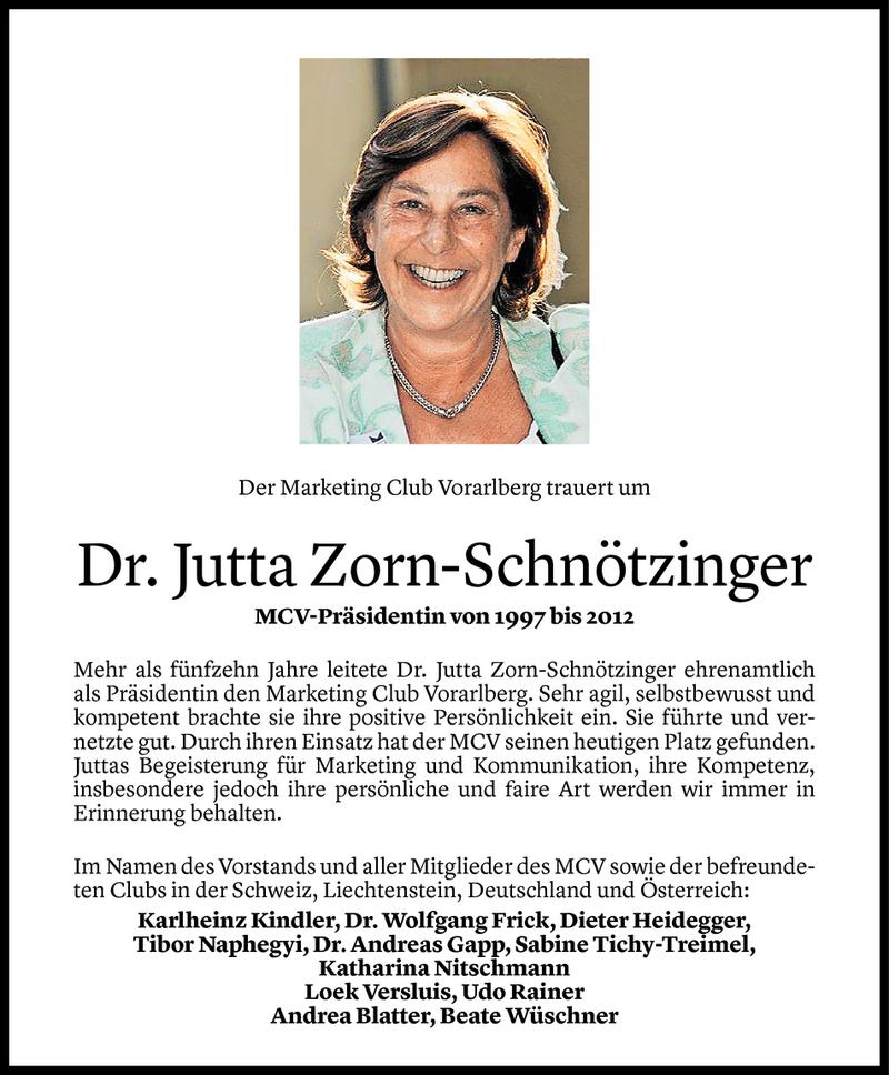  Todesanzeige für Jutta Zorn-Schnötzinger vom 29.11.2017 aus Vorarlberger Nachrichten