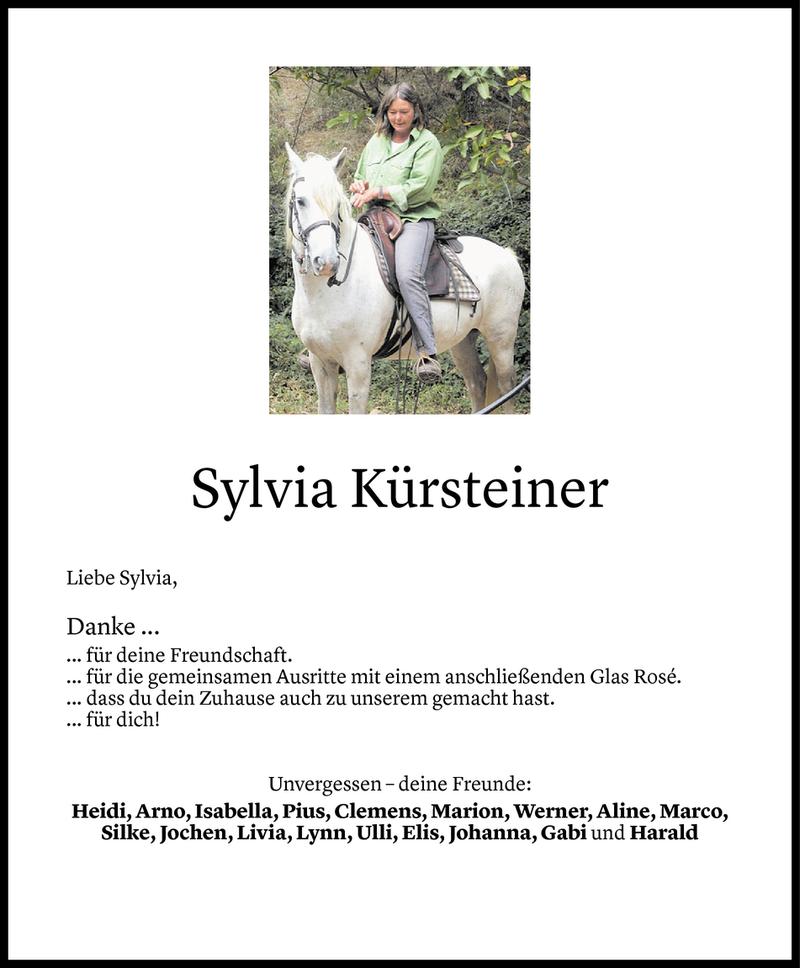  Todesanzeige für Sylvia Kürsteiner vom 19.12.2017 aus Vorarlberger Nachrichten