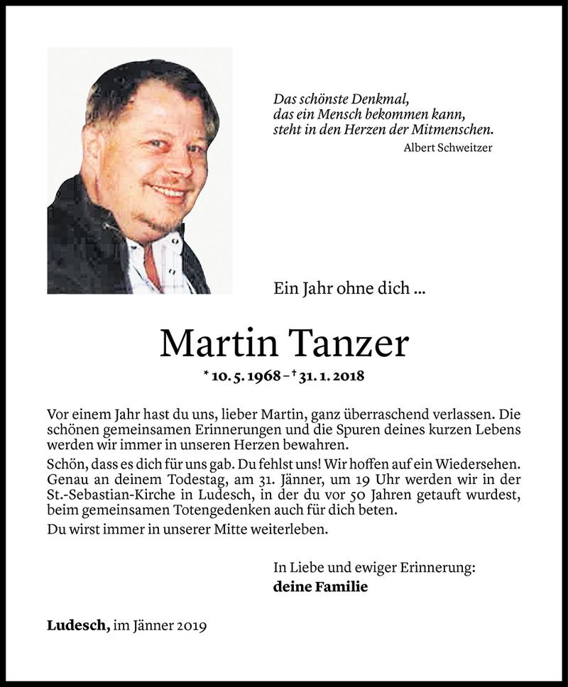  Todesanzeige für Martin Tanzer vom 02.03.2018 aus Vorarlberger Nachrichten