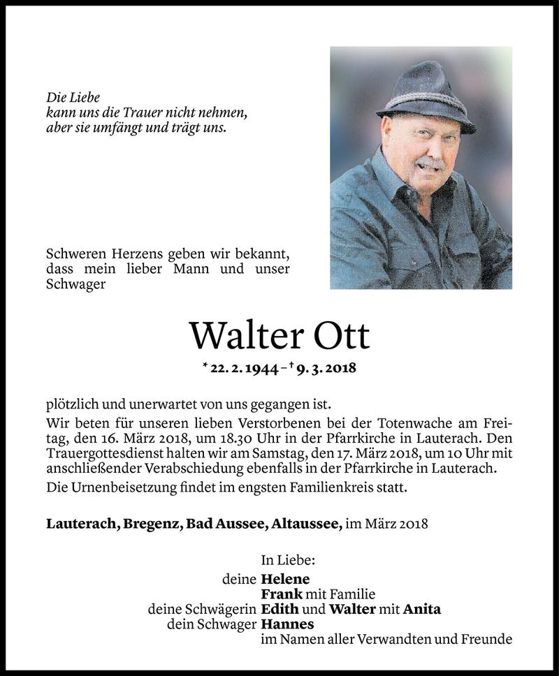  Todesanzeige für Walter Ott vom 13.03.2018 aus Vorarlberger Nachrichten
