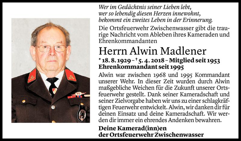  Todesanzeige für Alwin Madlener vom 07.04.2018 aus Vorarlberger Nachrichten