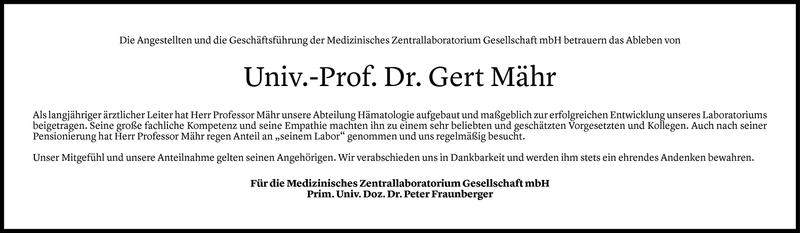  Todesanzeige für Gert Mähr vom 24.04.2018 aus Vorarlberger Nachrichten
