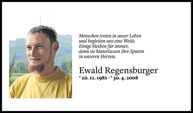  Todesanzeige für Ewald Regensburger vom 29.04.2018 aus Vorarlberger Nachrichten