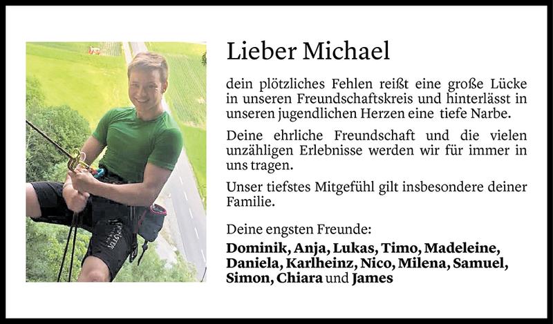  Todesanzeige für Michael Konzett vom 02.05.2018 aus Vorarlberger Nachrichten