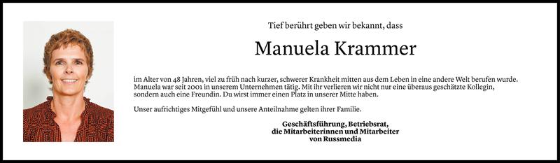  Todesanzeige für Manuela Krammer vom 07.05.2018 aus Vorarlberger Nachrichten