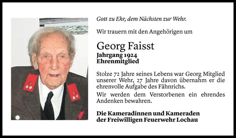  Todesanzeige für Georg Faisst vom 25.06.2018 aus Vorarlberger Nachrichten
