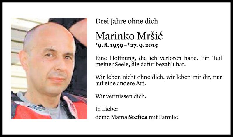  Todesanzeige für Marinko Mršic vom 26.09.2018 aus Vorarlberger Nachrichten