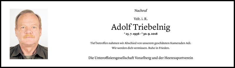  Todesanzeige für Adolf Triebelnig vom 08.10.2018 aus Vorarlberger Nachrichten