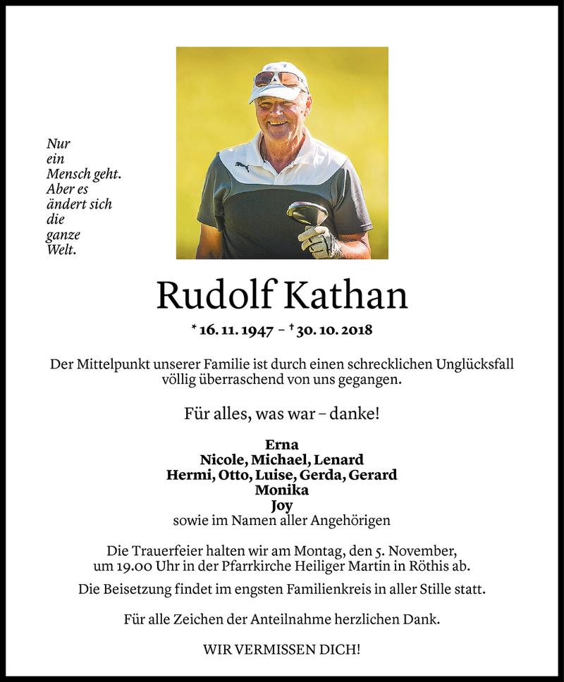  Todesanzeige für Rudolf Kathan vom 03.11.2018 aus Vorarlberger Nachrichten