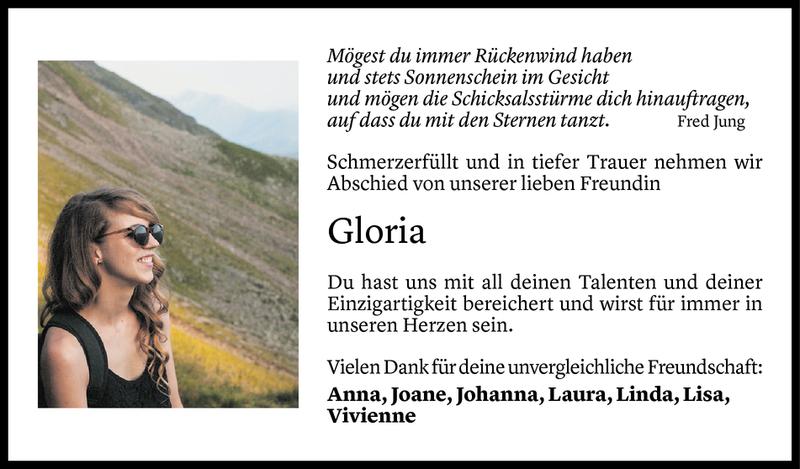  Todesanzeige für Gloria Albrecht vom 09.12.2018 aus Vorarlberger Nachrichten