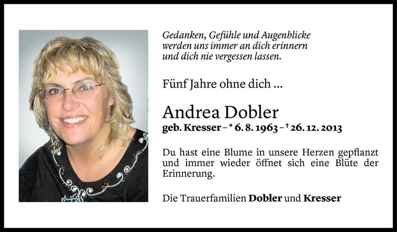  Todesanzeige für Andrea Dobler vom 21.12.2018 aus Vorarlberger Nachrichten