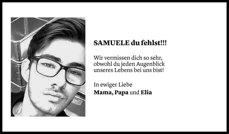  Todesanzeige für Samuele Italo Cafasso vom 06.01.2019 aus Vorarlberger Nachrichten