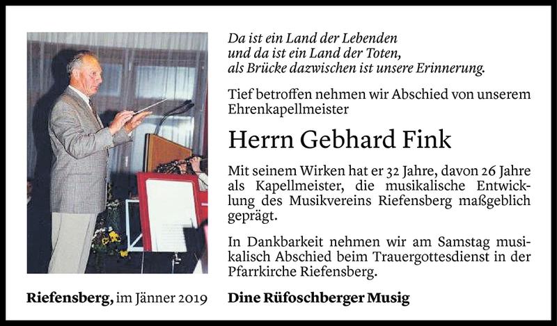  Todesanzeige für Gebhard Fink vom 31.01.2019 aus Vorarlberger Nachrichten