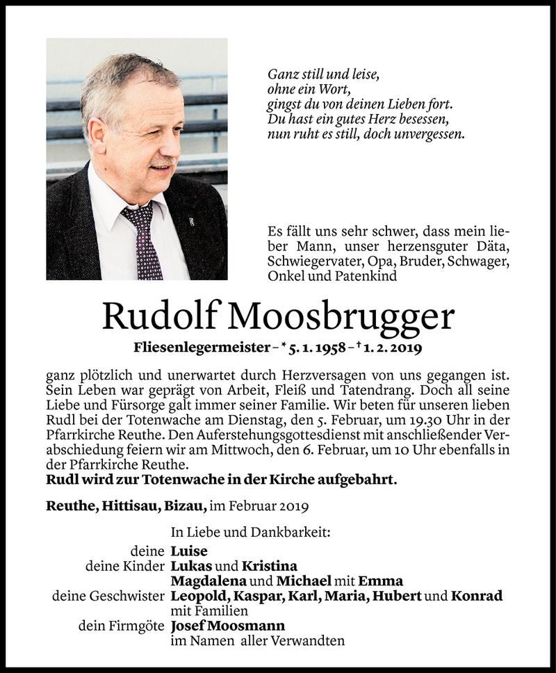  Todesanzeige für Rudolf Moosbrugger vom 03.02.2019 aus Vorarlberger Nachrichten