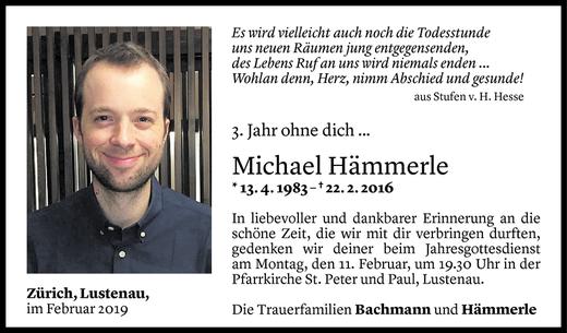 Todesanzeige von Michael Hämmerle von Vorarlberger Nachrichten