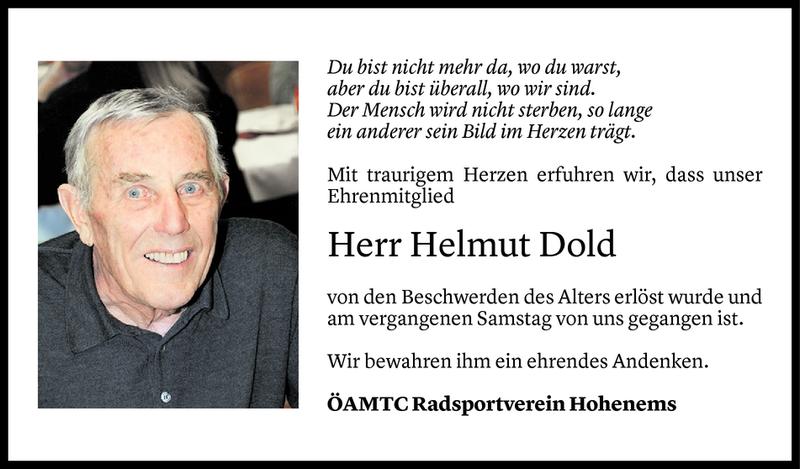  Todesanzeige für Helmut Dold vom 27.02.2019 aus Vorarlberger Nachrichten