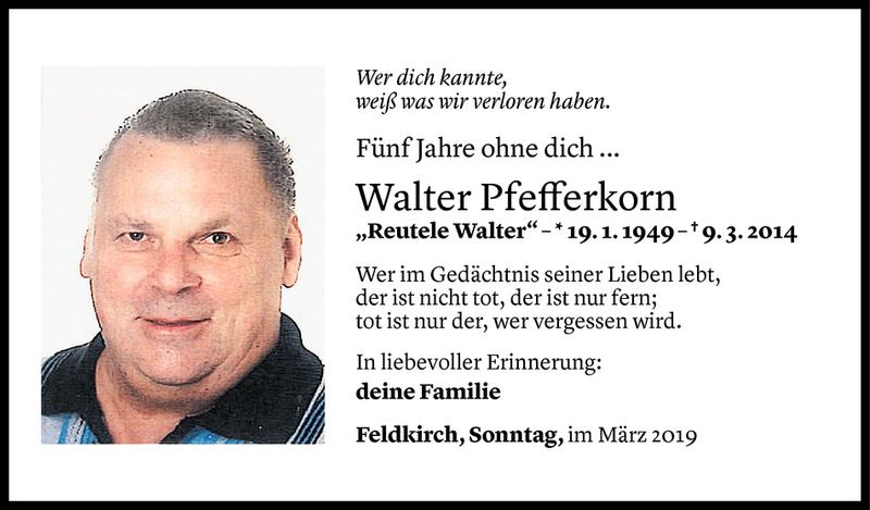  Todesanzeige für Walter Pfefferkorn vom 08.03.2019 aus Vorarlberger Nachrichten