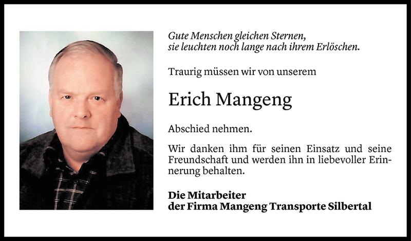  Todesanzeige für Erich Mangeng vom 04.03.2019 aus Vorarlberger Nachrichten