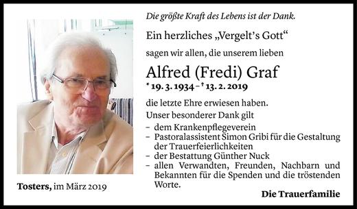 Todesanzeige von Alfred Graf von Vorarlberger Nachrichten