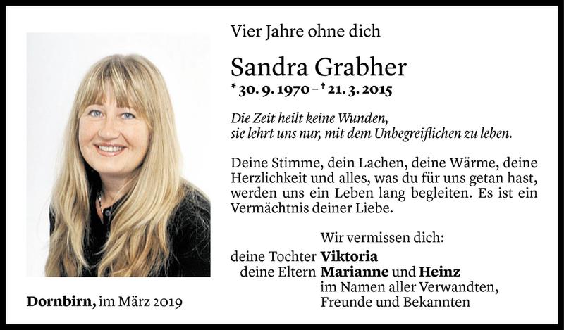  Todesanzeige für Sandra Grabher vom 20.03.2019 aus Vorarlberger Nachrichten