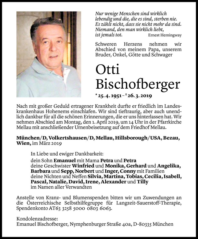  Todesanzeige für Otti Bischofberger vom 29.03.2019 aus Vorarlberger Nachrichten
