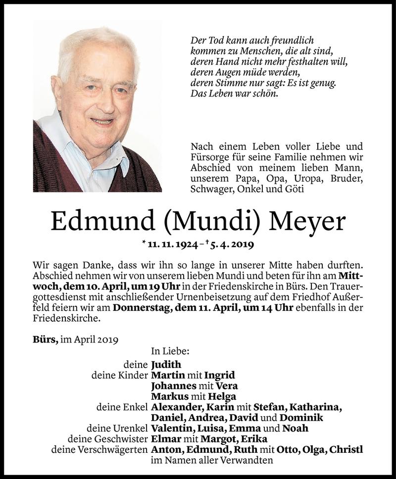  Todesanzeige für Edmund Meyer vom 08.04.2019 aus Vorarlberger Nachrichten