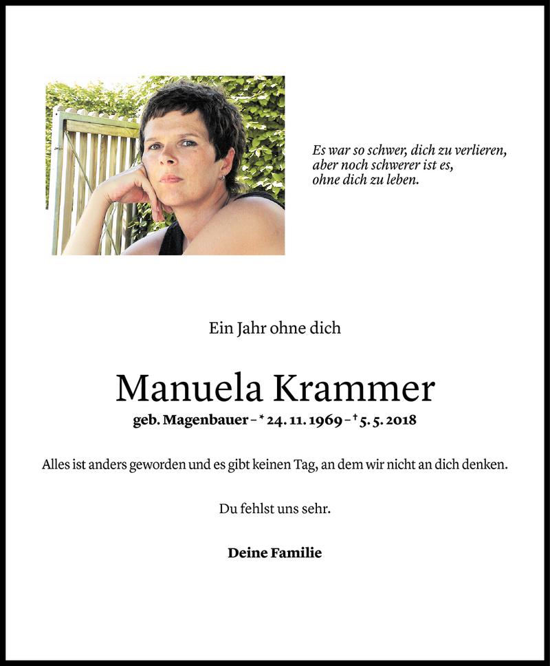  Todesanzeige für Manuela Krammer vom 03.05.2019 aus Vorarlberger Nachrichten