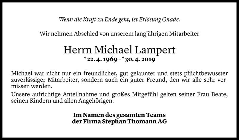  Todesanzeige für Michael Lampert vom 03.05.2019 aus Vorarlberger Nachrichten