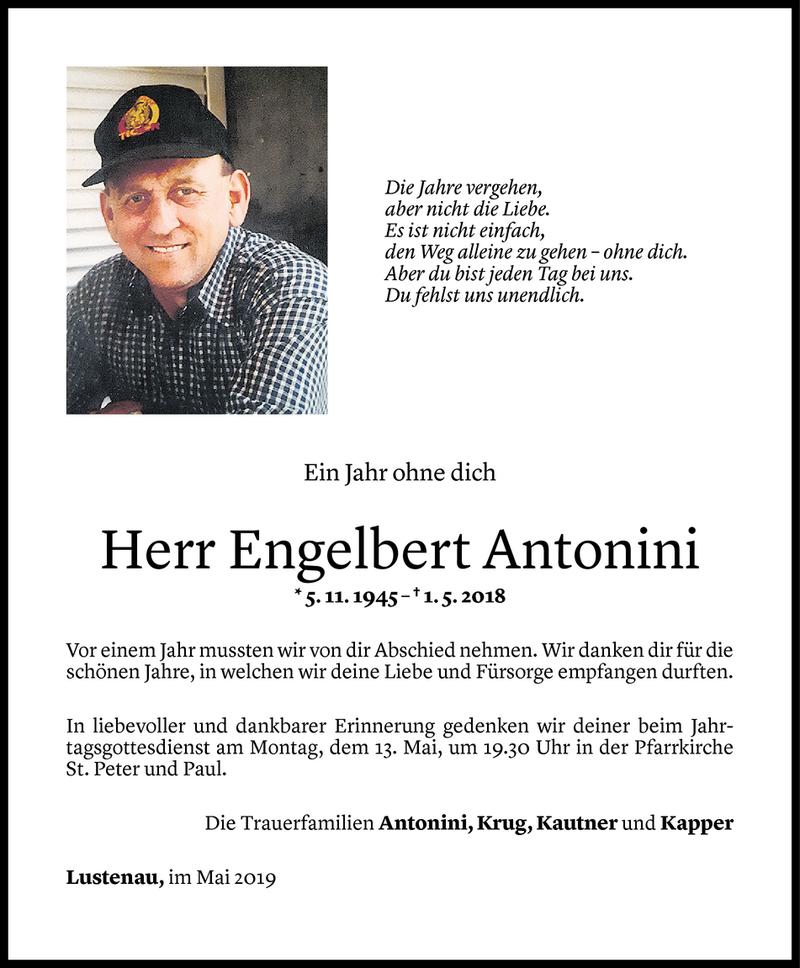 Todesanzeige für Engelbert Antonini vom 10.05.2019 aus Vorarlberger Nachrichten