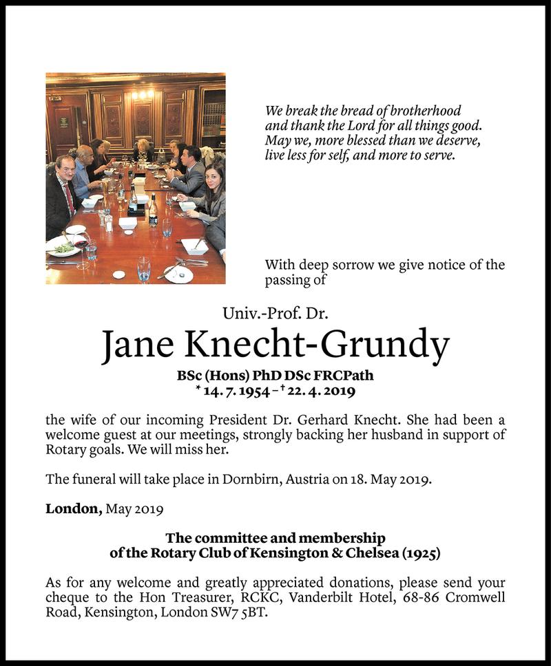  Todesanzeige für Jane Knecht-Grundy vom 14.05.2019 aus Vorarlberger Nachrichten