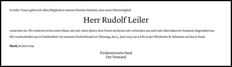  Todesanzeige für Rudolf Leiler vom 31.05.2019 aus Vorarlberger Nachrichten