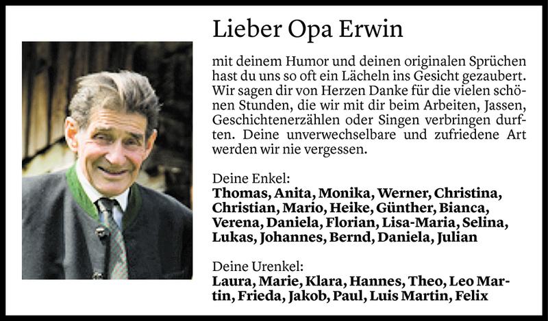  Todesanzeige für Erwin Albrecht vom 07.06.2019 aus Vorarlberger Nachrichten