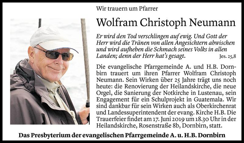  Todesanzeige für Wolfram Christoph Neumann vom 13.06.2019 aus Vorarlberger Nachrichten