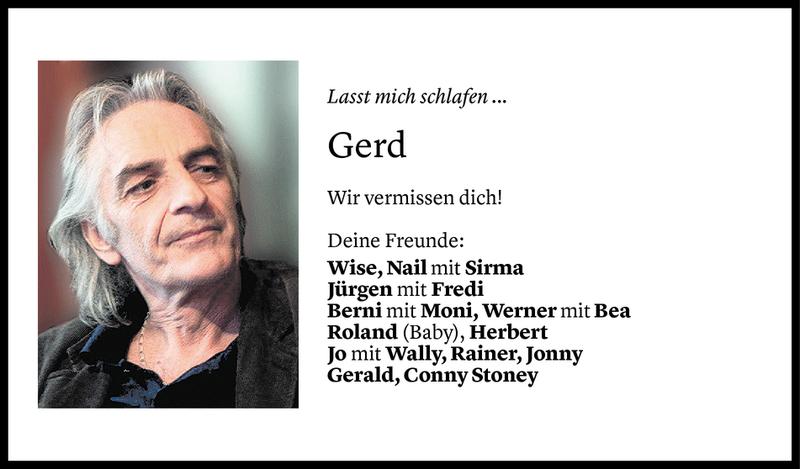  Todesanzeige für Gerd Grabher vom 14.06.2019 aus Vorarlberger Nachrichten