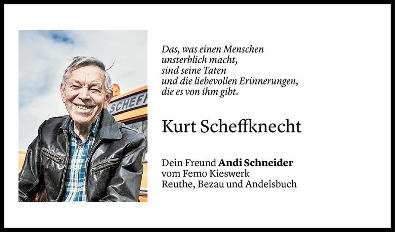  Todesanzeige für Kurt Scheffknecht vom 19.06.2019 aus Vorarlberger Nachrichten
