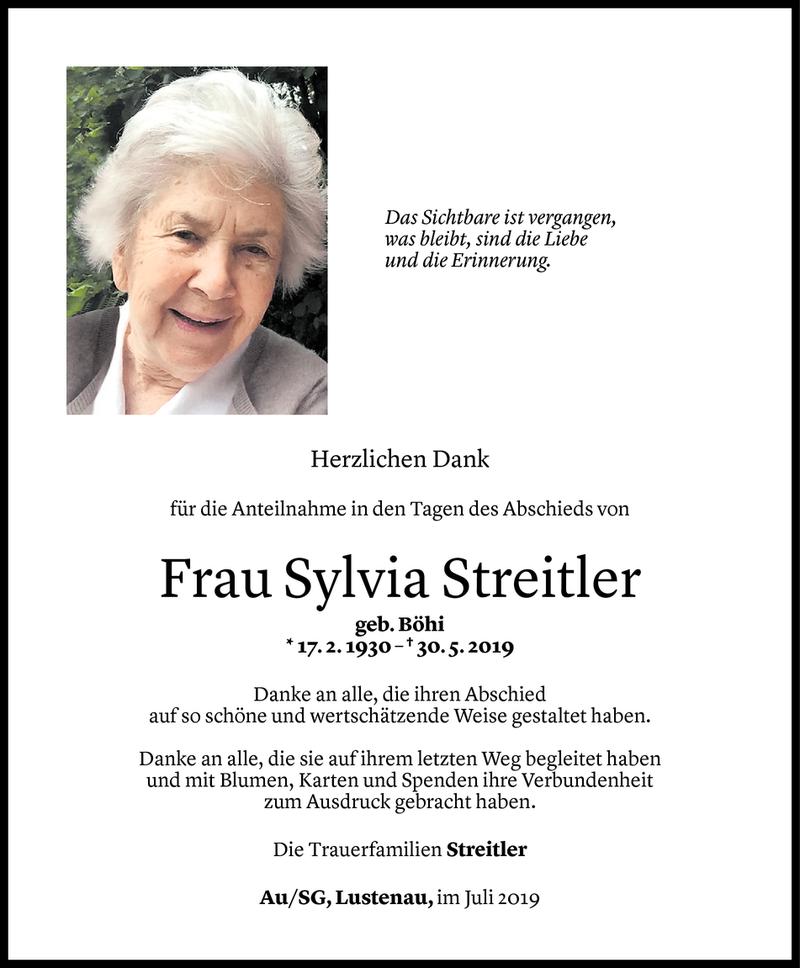 Todesanzeigen von Sylvia Streitler | Todesanzeigen Vorarlberger Nachrichten