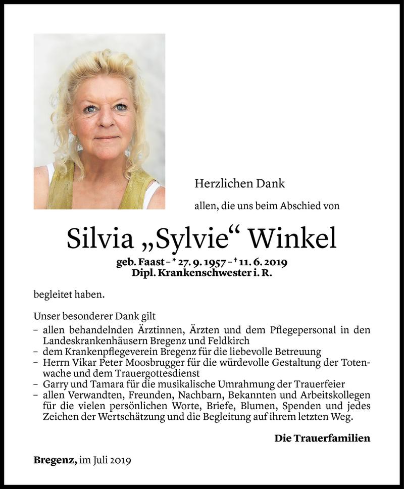  Todesanzeige für Silvia Winkel vom 12.07.2019 aus Vorarlberger Nachrichten