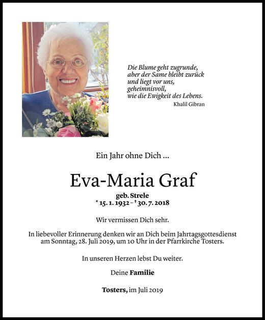 Todesanzeige von Eva-Maria Graf von Vorarlberger Nachrichten