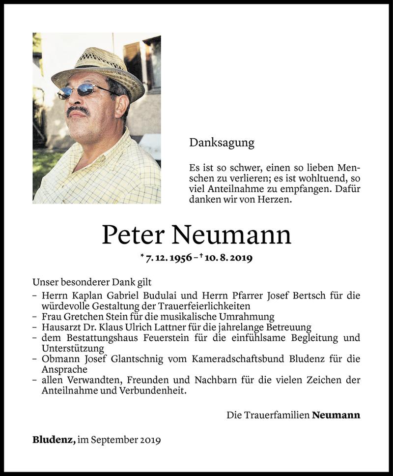  Todesanzeige für Peter Neumann vom 20.09.2019 aus Vorarlberger Nachrichten
