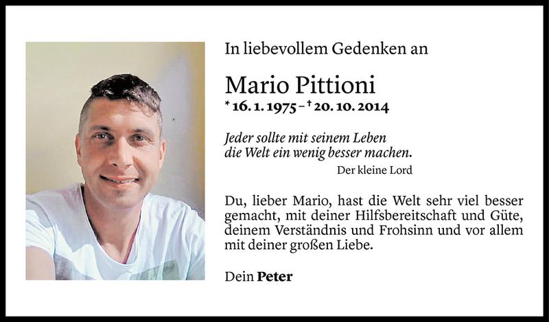  Todesanzeige für Mario Pittioni vom 18.10.2019 aus Vorarlberger Nachrichten