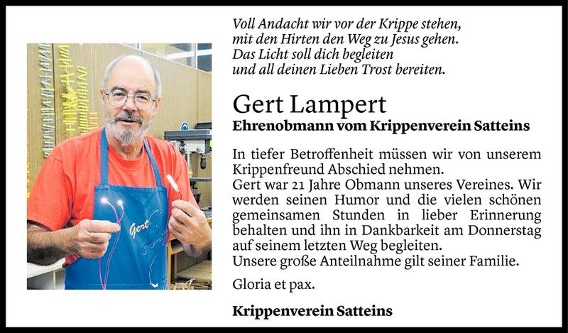  Todesanzeige für Gert Lampert vom 03.11.2019 aus Vorarlberger Nachrichten